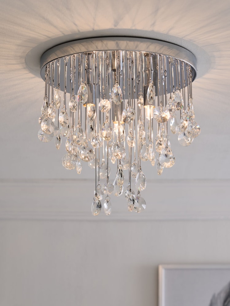 Chrome Izzie 4 Light Flush Ceiling Light - Image 1 of 9