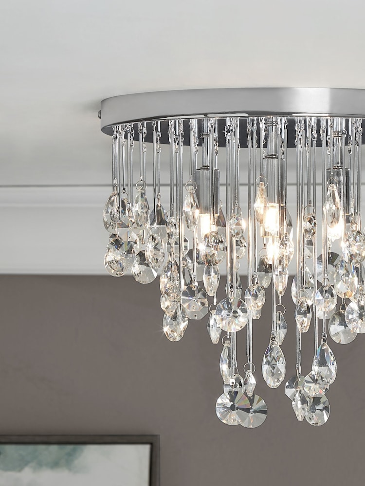 Chrome Izzie 4 Light Flush Ceiling Light - Image 9 of 9 Chrome Izzie 4 Light Flush Ceiling Light - Image 9 of 9