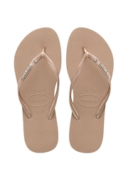 Havaianas Slim Metal Logo & Crystal Flip Flops - Image 1 of 5