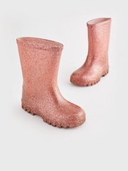 Rose Gold Pink Glitter Wellies - Image 1 of 5