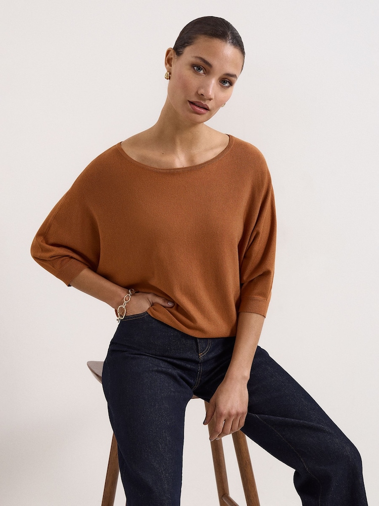 Phase Eight Brown Cristine Knit Jumper - Image 1 of 7