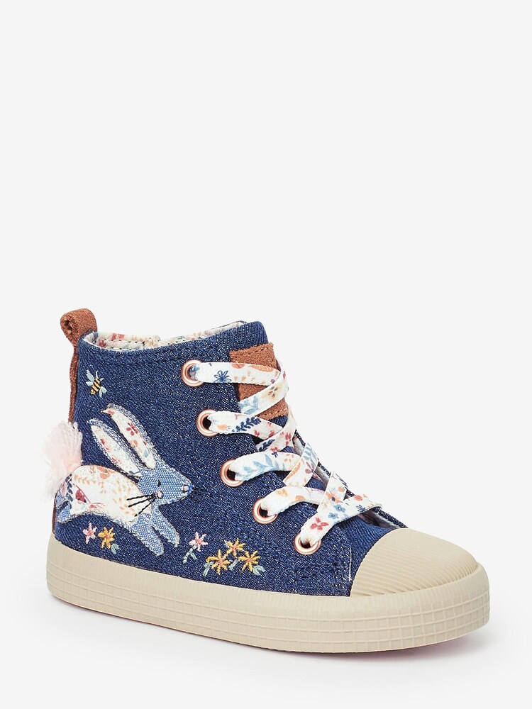 Denim Bunny Standard Fit (F) High Top Trainers - Image 2 of 4