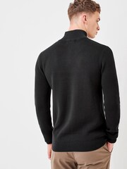 Black Cotton Premium Zip Neck Jumper - Image 2 of 6