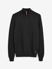Black Cotton Premium Zip Neck Jumper - Image 4 of 6