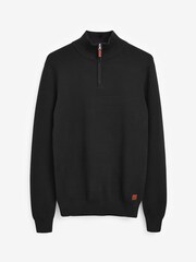 Black Cotton Premium Zip Neck Jumper - Image 6 of 6