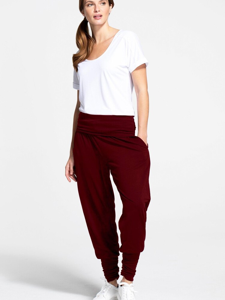HotSquash Brown Roll Top Harem Yoga Trousers - Image 1 of 3 HotSquash Brown Roll Top Harem Yoga Trousers - Image 1 of 3