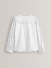 White Cotton Stretch Pretty Collar Long Sleeve School Blouse (3-14yrs) - Image 6 of 6