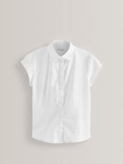 White Touch Fastening Cotton Rich Stretch Short Sleeve School Shirt (3-17yrs) - Image 5 of 9