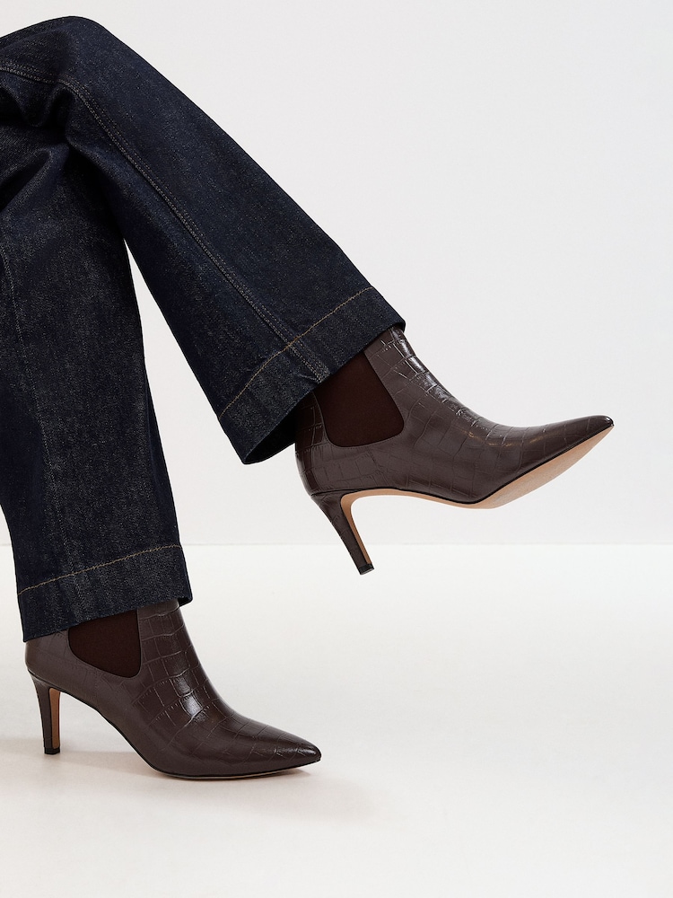 Phase Eight Brown Leather Ankle Boots - Image 2 of 6 Phase Eight Brown Leather Ankle Boots - Image 2 of 6