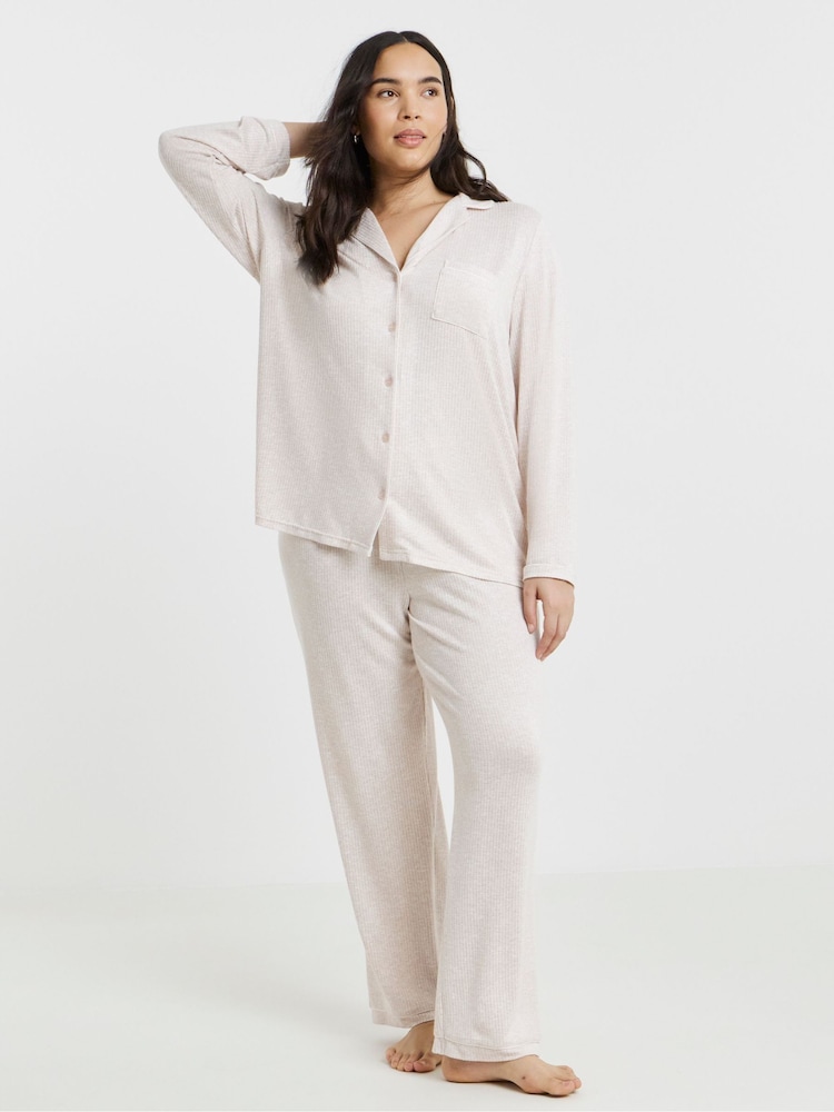 Simply Be Brushed Rib Pyjamas Set - Obraz 1 z 4 Simply Be Brushed Rib Pyjamas Set - Obraz 1 z 4