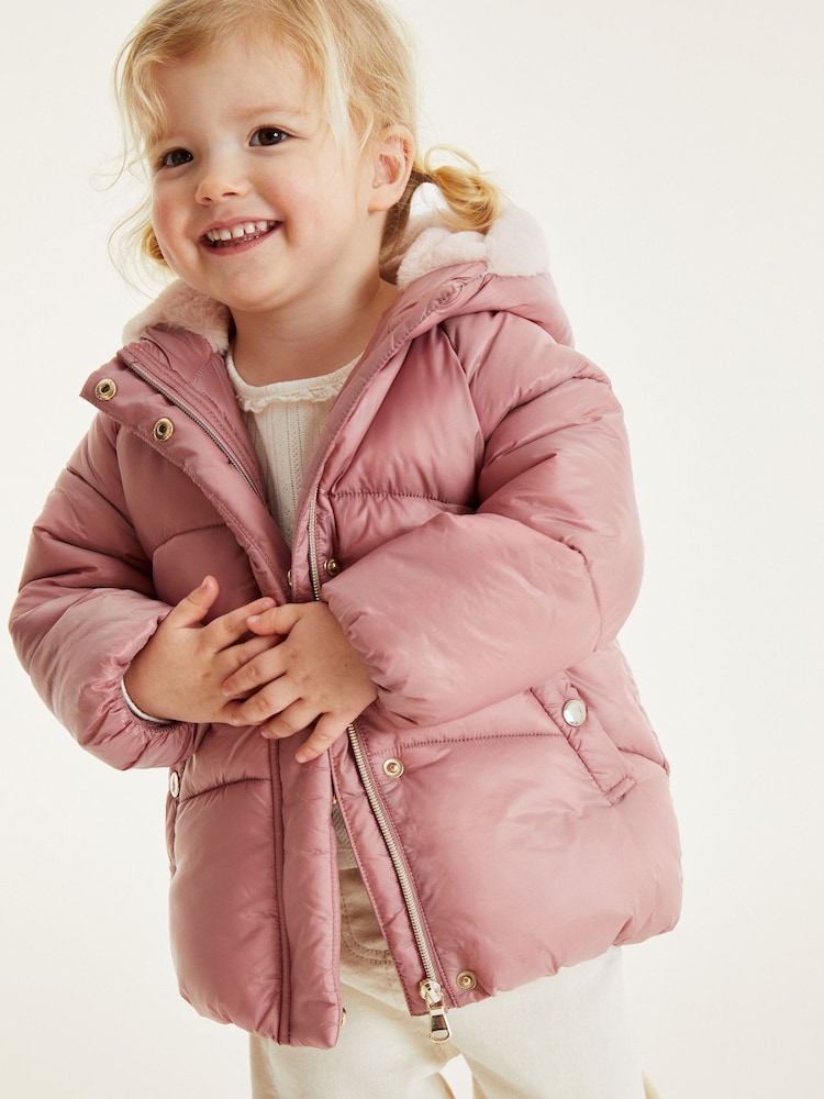 Pink Shower Resistant Padded Coat (3mths-7yrs) - Image 1 of 7 Pink Shower Resistant Padded Coat (3mths-7yrs) - Image 1 of 7