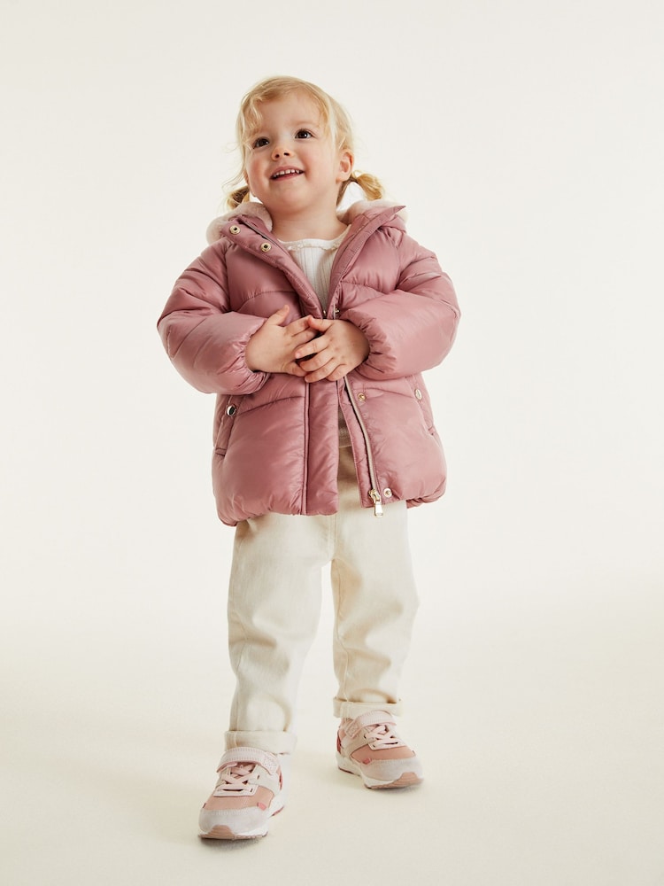 Pink Shower Resistant Padded Coat (3mths-7yrs) - Image 2 of 7 Pink Shower Resistant Padded Coat (3mths-7yrs) - Image 2 of 7