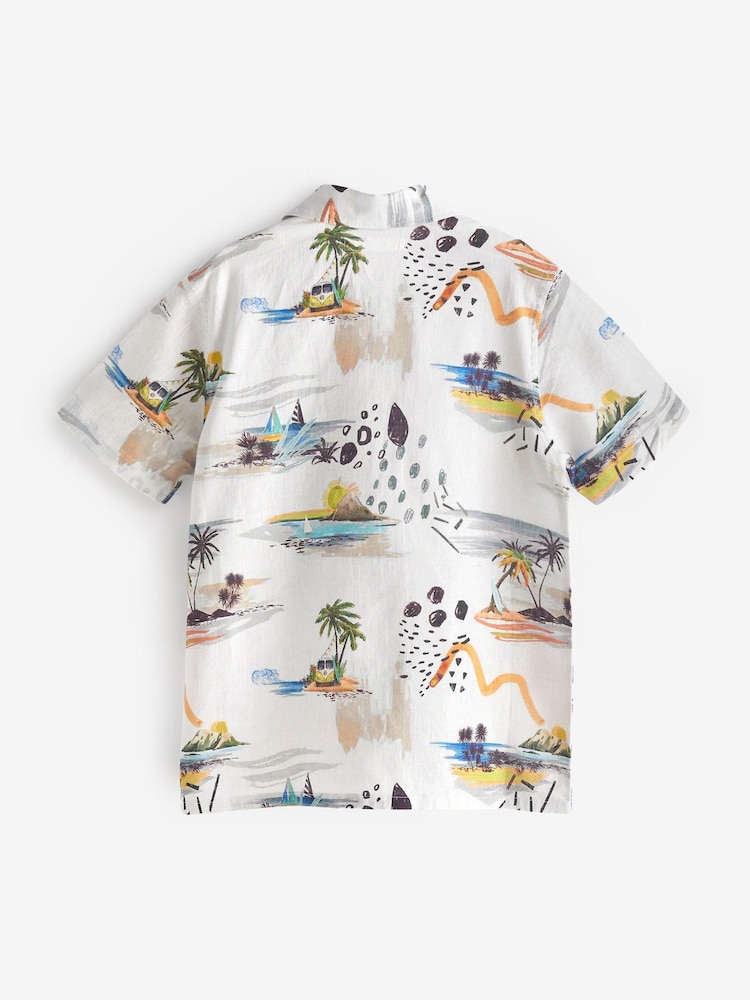 Ecru Cream Beach Print Short Sleeve Shirt (3-16yrs) - Image 6 of 6