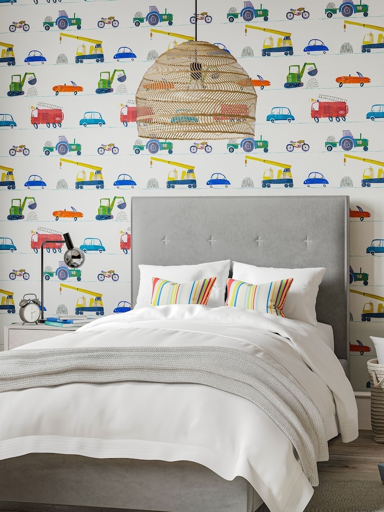 Harlequin Blue Just Keep Trucking Children's 10.05M Wallpaper - Image 1 of 3