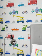 Harlequin Blue Just Keep Trucking Children's 10.05M Wallpaper - Image 2 of 3