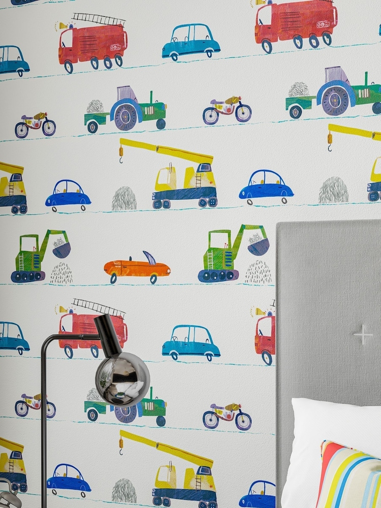 Harlequin Blue Just Keep Trucking Children's 10.05M Wallpaper - Image 2 of 3