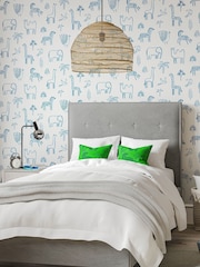 Harlequin Blue Funky Jungle Children's 10.05M Wallpaper - Image 1 of 2
