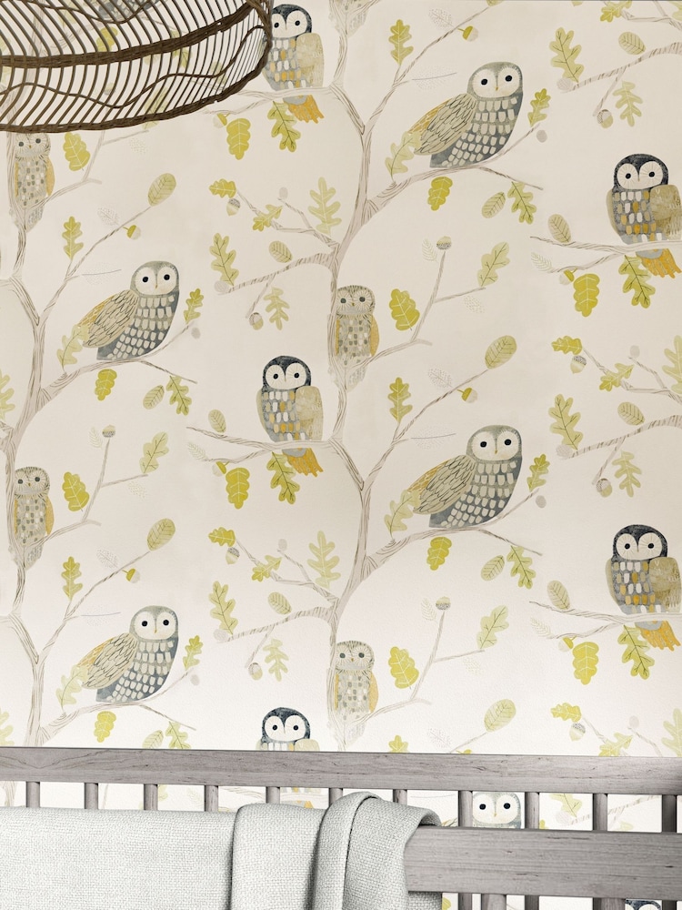Harlequin Green Little Owls Children's 10.05M Wallpaper - Image 2 of 3