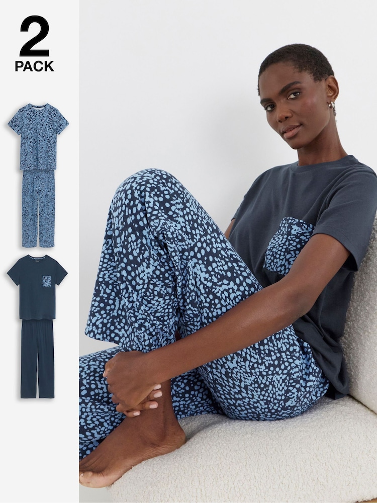 Simply Be Blue Value Animal Pyjamas 2PK - Image 1 of 5 Simply Be Blue Value Animal Pyjamas 2PK - Image 1 of 5