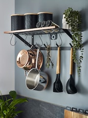 Black Bronx Wall Hanging Kitchen Pan Shelf - Image 1 of 3