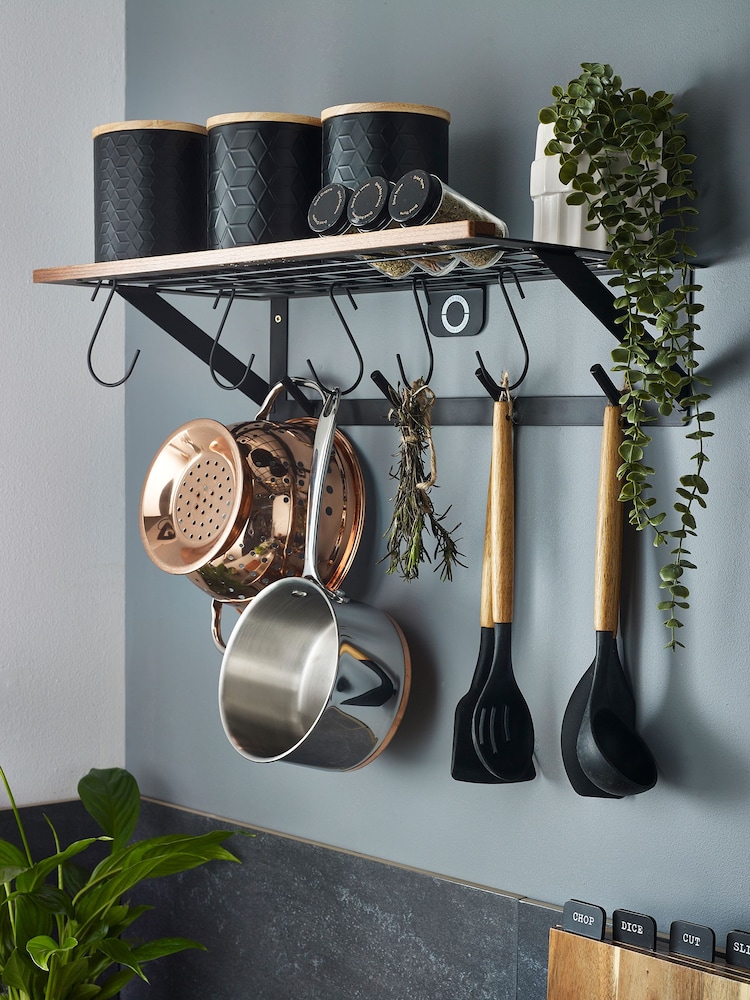 Black Bronx Wall Hanging Kitchen Pan Shelf - Image 1 of 3