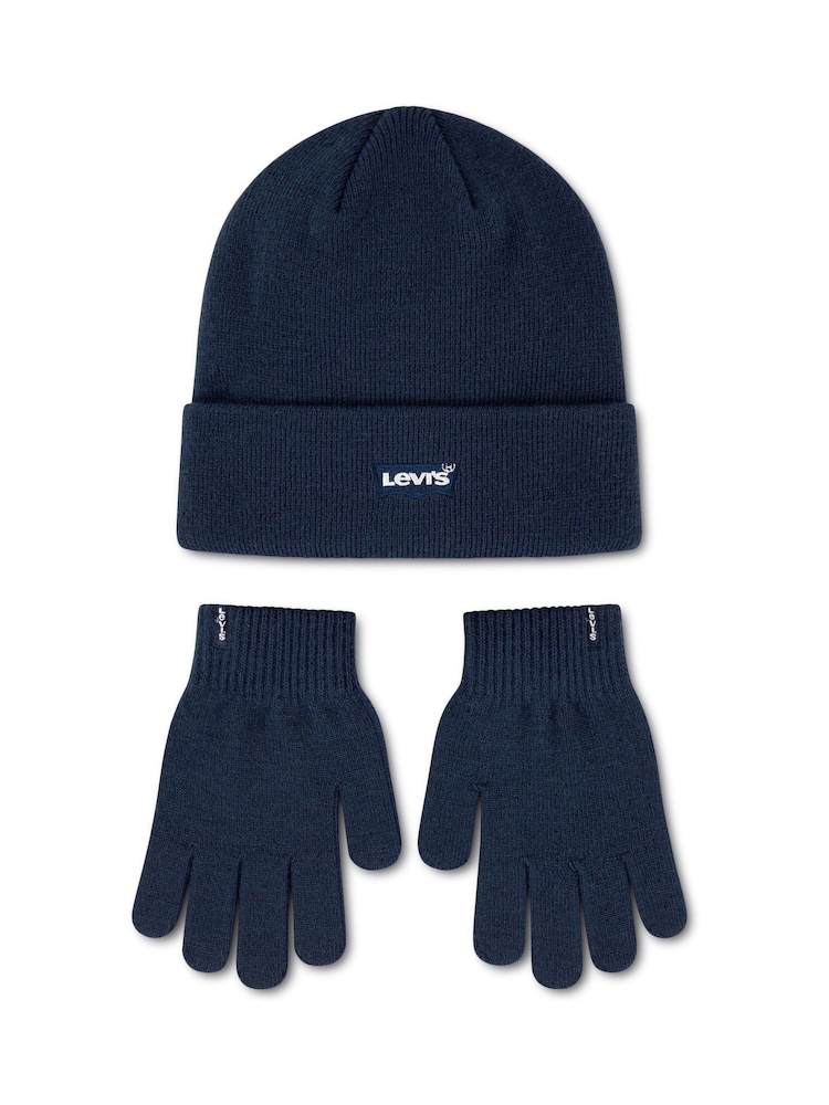 Levi's® Blue 2-Piece Beanie & Gloves Set - Image 1 of 4 Levi's® Blue 2-Piece Beanie & Gloves Set - Image 1 of 4