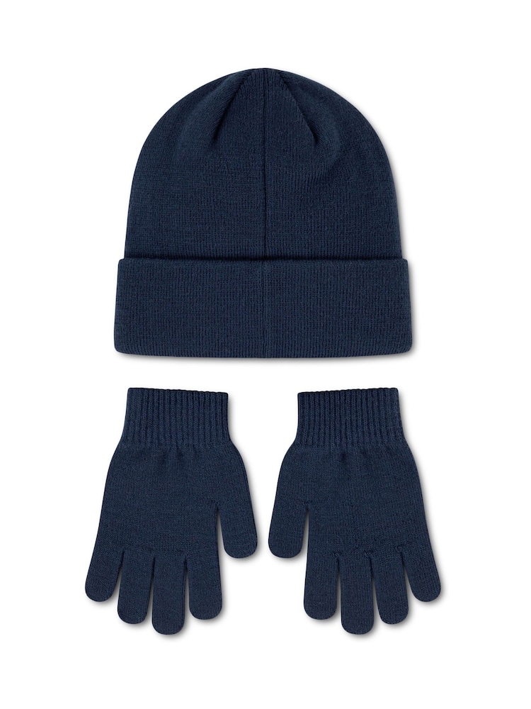 Levi's® Blue 2-Piece Beanie & Gloves Set - Image 2 of 4 Levi's® Blue 2-Piece Beanie & Gloves Set - Image 2 of 4
