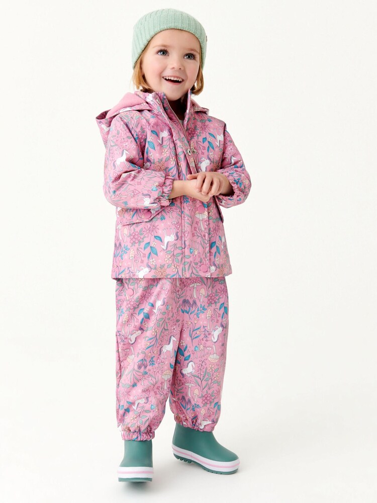 Pink Unicorn Waterproof Printed Coat (6mths-7yrs) - Image 1 of 8