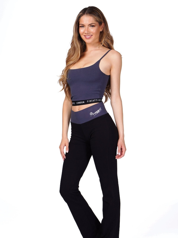 Pineapple Black Womens Contrast Band Bootcut Jersey Trousers - Image 3 of 5