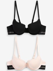 Pink und Schwarz - Lipsy Leicht wattierte Balconette-BHs, 2er-Pack - Bild 1 von 3
