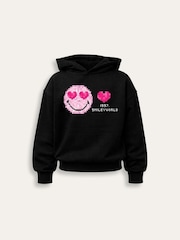 Brand Threads Black Hoodie with Iconic Face Print - Image 4 of 5