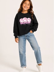 Brand Threads Black Sweatshirt with Iconic Face Print - Image 3 of 5