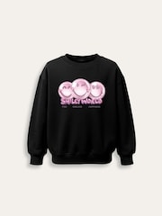 Brand Threads Black Sweatshirt with Iconic Face Print - Image 4 of 5