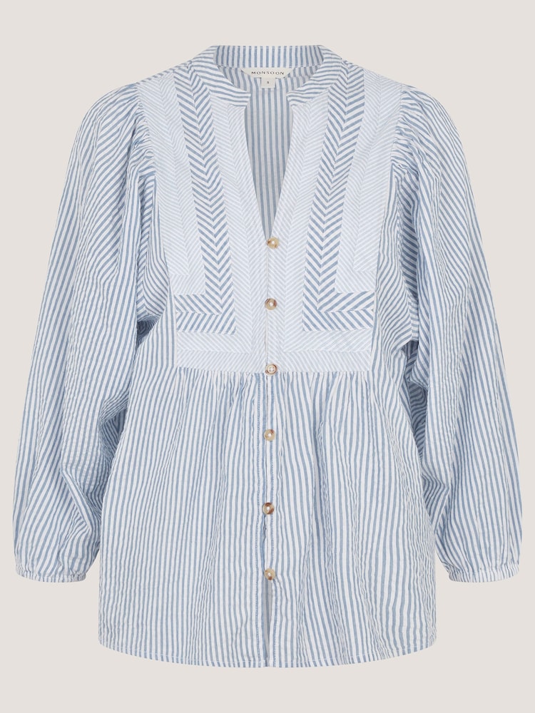 Monsoon Blue Callie Stripe Blouse - Image 6 of 6