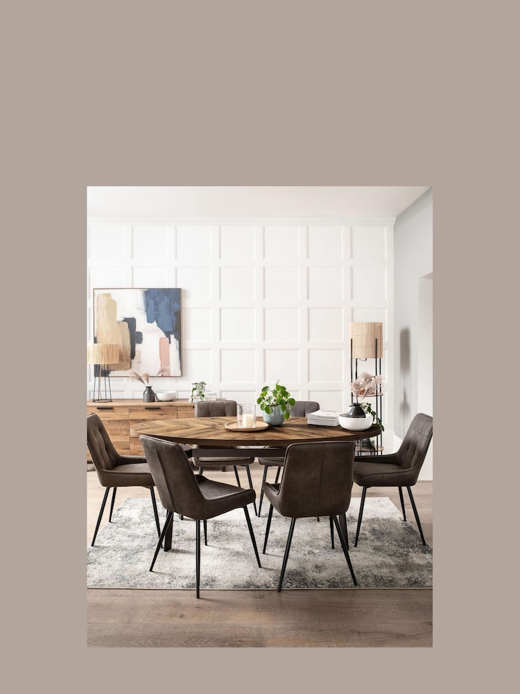 Set of 2 Monza Faux Leather Peppercorn Brown Cole Non Arm Dining Chairs - Image 2 of 7