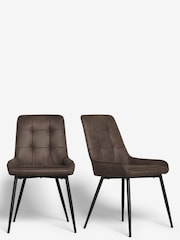 Set of 2 Monza Faux Leather Peppercorn Brown Cole Non Arm Dining Chairs - Image 3 of 7