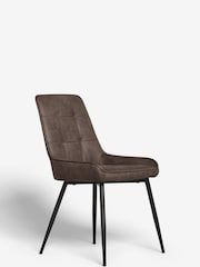 Set of 2 Monza Faux Leather Peppercorn Brown Cole Non Arm Dining Chairs - Image 5 of 7