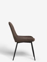 Set of 2 Monza Faux Leather Peppercorn Brown Cole Non Arm Dining Chairs - Image 6 of 7