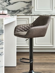 Monza Faux Leather Peppercorn Brown Hamilton Quilted Kitchen Bar Stool - Image 1 of 6