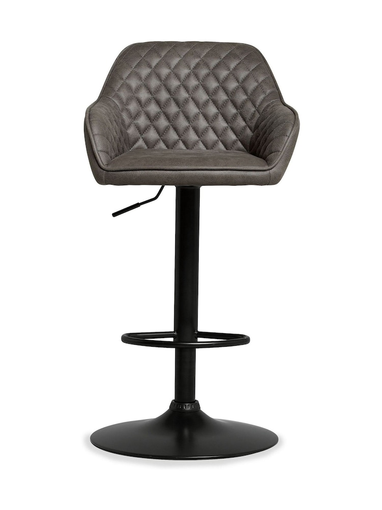 Monza Faux Leather Peppercorn Brown Hamilton Quilted Kitchen Bar Stool - Image 2 of 6
