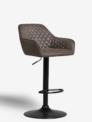 Monza Faux Leather Peppercorn Brown Hamilton Quilted Kitchen Bar Stool - Image 3 of 6