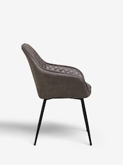 Set of 2 Monza Faux Leather Peppercorn Brown Hamilton Black Leg Quilted Dining Chairs - Image 4 of 6