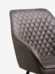 Set of 2 Monza Faux Leather Peppercorn Brown Hamilton Black Leg Quilted Dining Chairs - Image 5 of 6