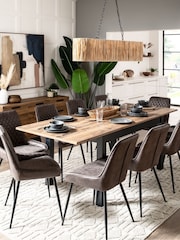 Set of 2 Monza Faux Leather Peppercorn Brown Hamilton Black Leg Quilted Dining Chairs - Image 2 of 5