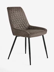 Set of 2 Monza Faux Leather Peppercorn Brown Hamilton Quilted Dining Chairs - Image 7 of 9