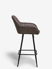 Monza Faux Leather Peppercorn Brown Hamilton Fixed Height Quilted Kitchen Bar Stool - Image 4 of 8