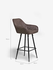 Monza Faux Leather Peppercorn Brown Hamilton Fixed Height Quilted Kitchen Bar Stool - Image 6 of 8
