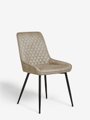 Set of 2 Monza Faux Leather Mink Natural Hamilton Black Leg Quilted Dining Chairs - Image 7 of 7