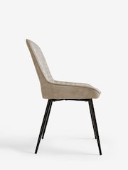 Set of 2 Monza Faux Leather Mink Natural Hamilton Black Leg Quilted Dining Chairs - Image 8 of 9
