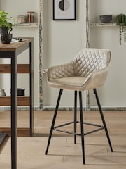 Monza Faux Leather Mink Hamilton Fixed Height Quilted Kitchen Bar Stool - Image 1 of 8